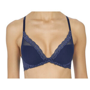 Natori bra 730023 Feathers underwire contour blue size 34DDD 34F